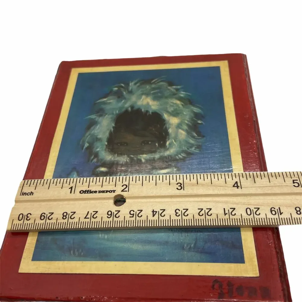 Inuit Decoupage Wall Hanging 1972 Novelty Kitsch Handmade Retro Chic by Fiona
